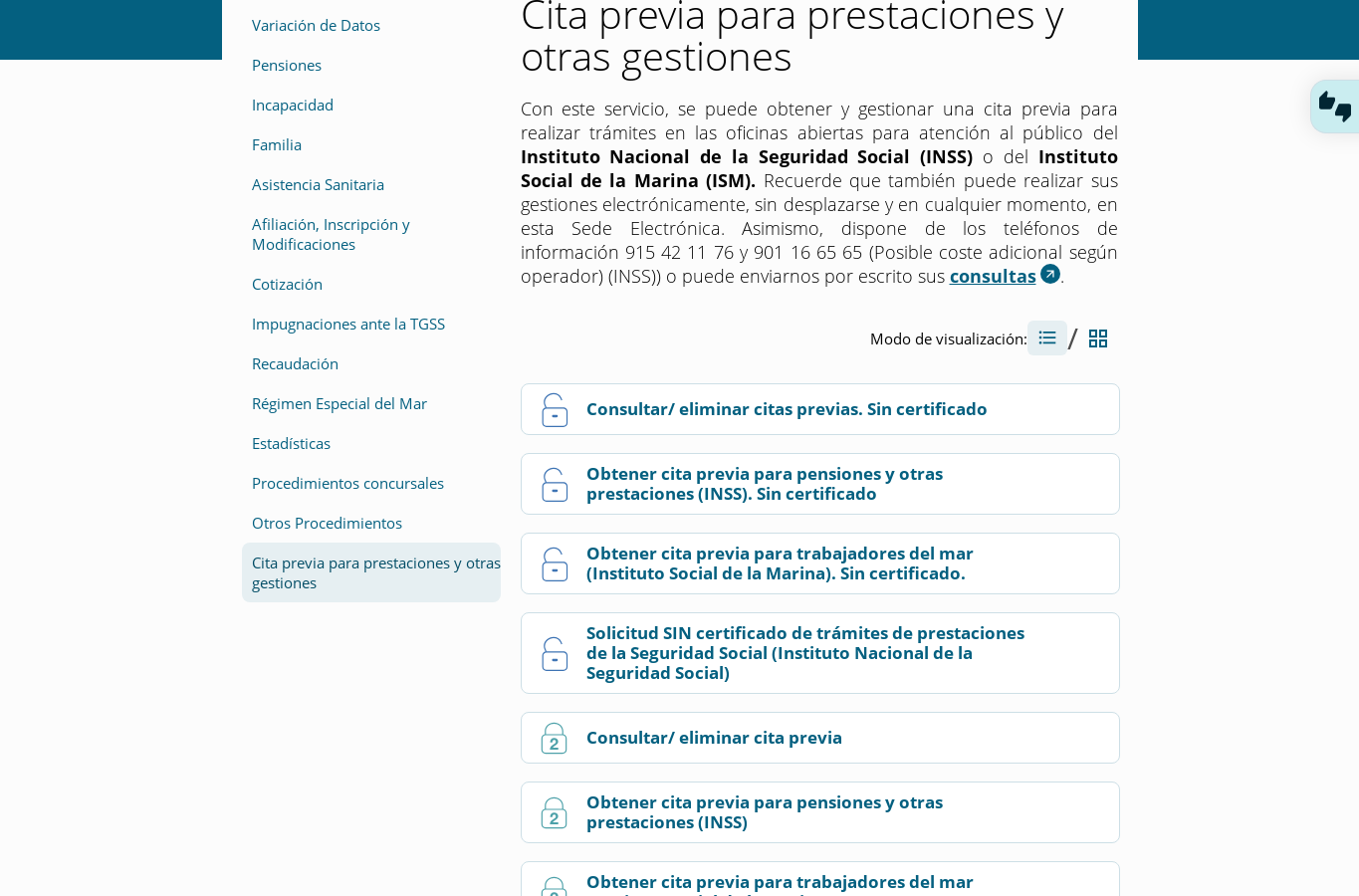 Paso 2: selección del servicio de cita previa.